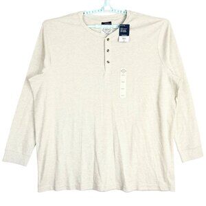 St Johns Bay Men's Big/Tall Super Soft Pullover Stone Henley Shirt Size 4XLT NWT